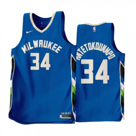 NBA Mænd Trøje Milwaukee Bucks Giannis Antetokounmpo 34 2022-23 Nike City Edition Blå Swingman NBA Mænd Trøje Milwaukee Bucks Giannis Antetokounmpo 34 2022-23 Nike City Edition Blå Swingman